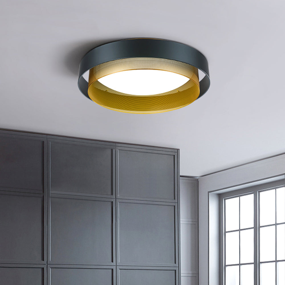 Arisha Modern Ring Metal/Acrylic Flush Mount Ceiling Light, White/Black