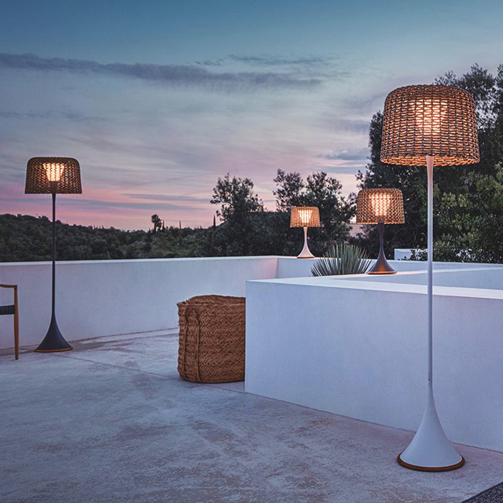 Ritta Waterproof Outdoor Floor Lamp, Rattan,Balcony/Terrace
