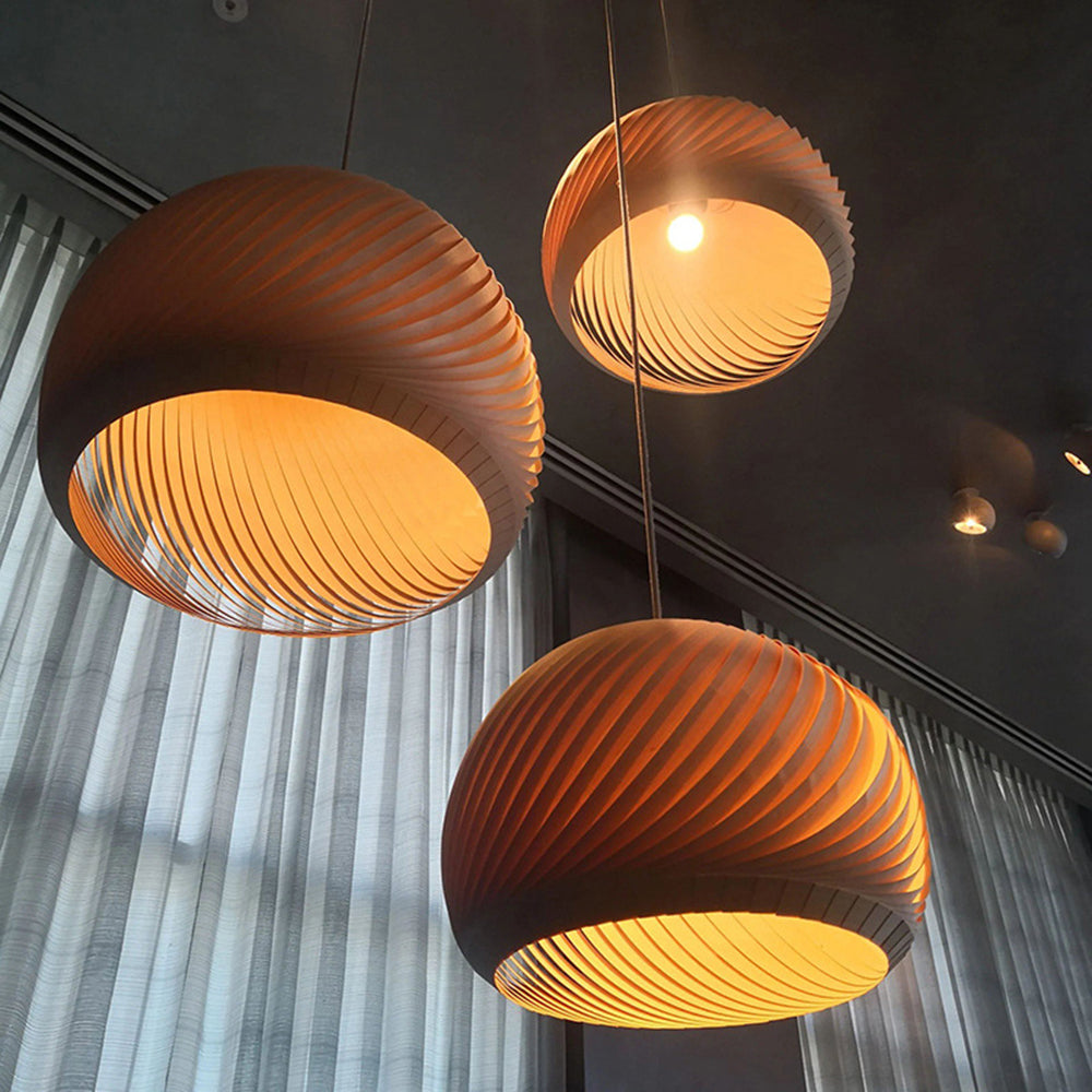 Muto Farmhouse Semi Metal Pendant Light, Brown/Wood