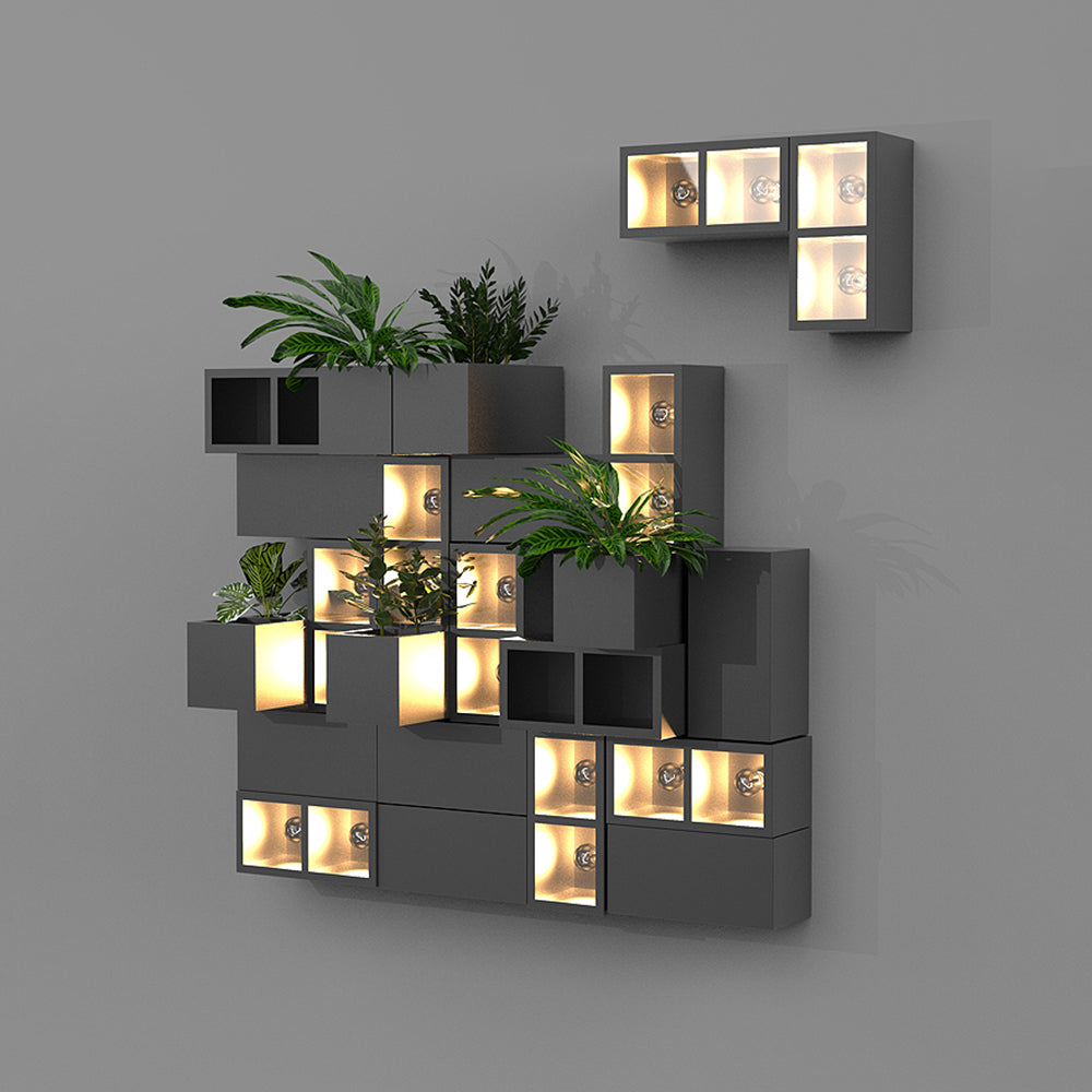 Ray Modern Cube Square Metal/Glass Outdoor Wall Lamp, Black