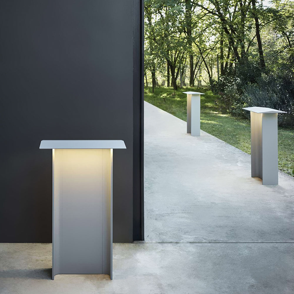 Ray Modern Metal Rectangular Solar Outdoor Path Light, Grey/Black