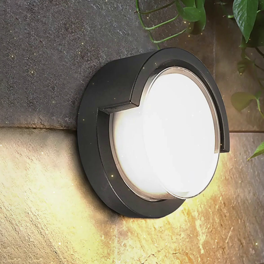 Ray Modern Round/Rectangular Metal/Acrylic Outdoor Wall Lamp, Black