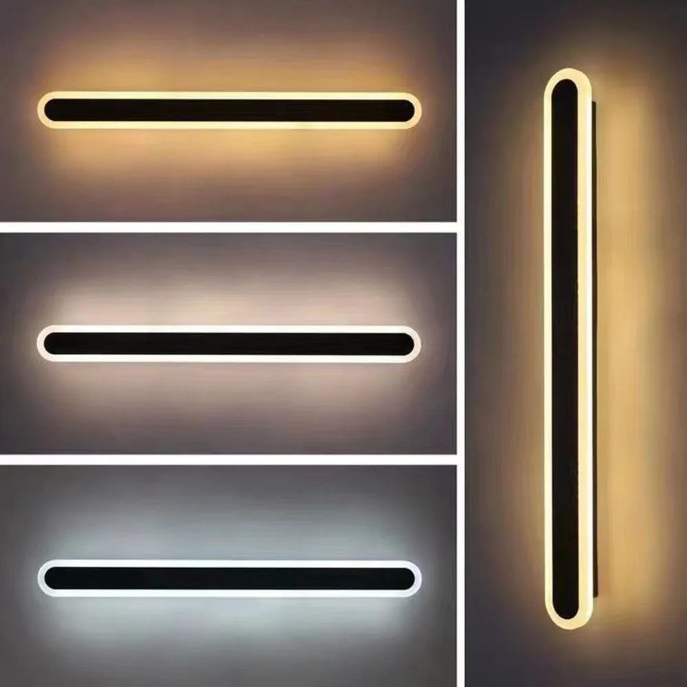 Ray Minimalist Metal Linear Oval Outdoor Wall Lamp