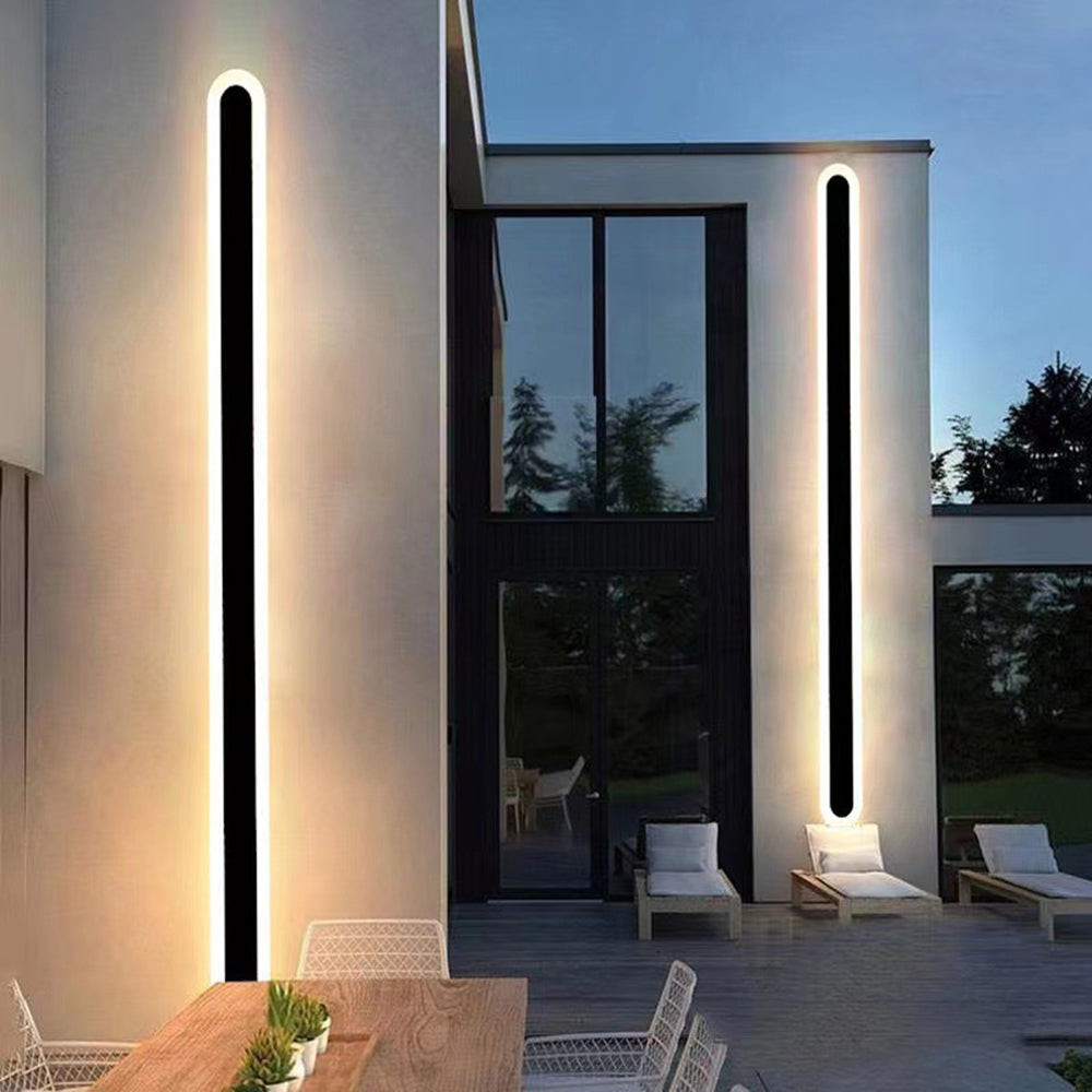Ray Minimalist Metal Linear Oval Outdoor Wall Lamp