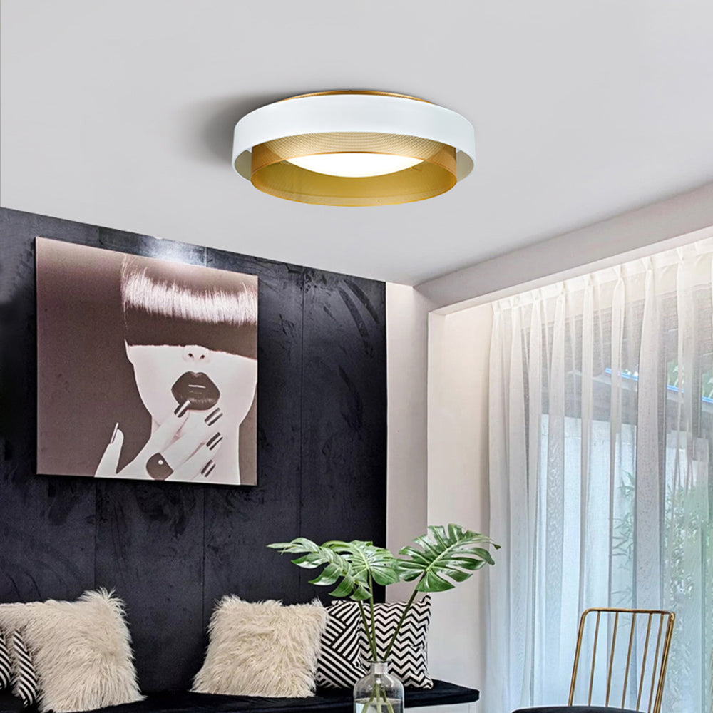 Arisha Modern Ring Metal/Acrylic Flush Mount Ceiling Light, White/Black