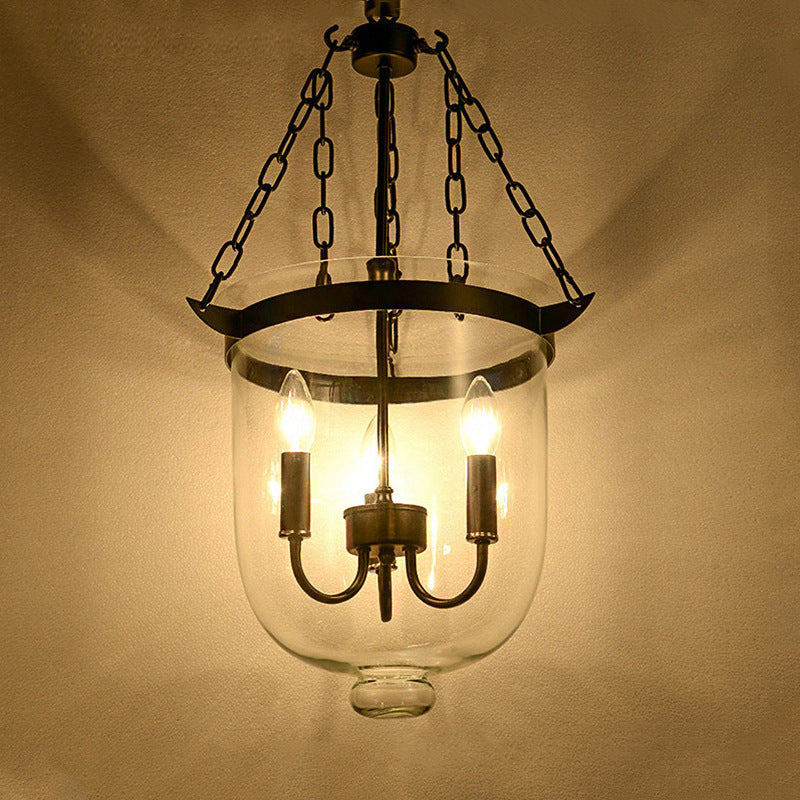 Silva Pendant Light Glass Black Industrial LED Living Room