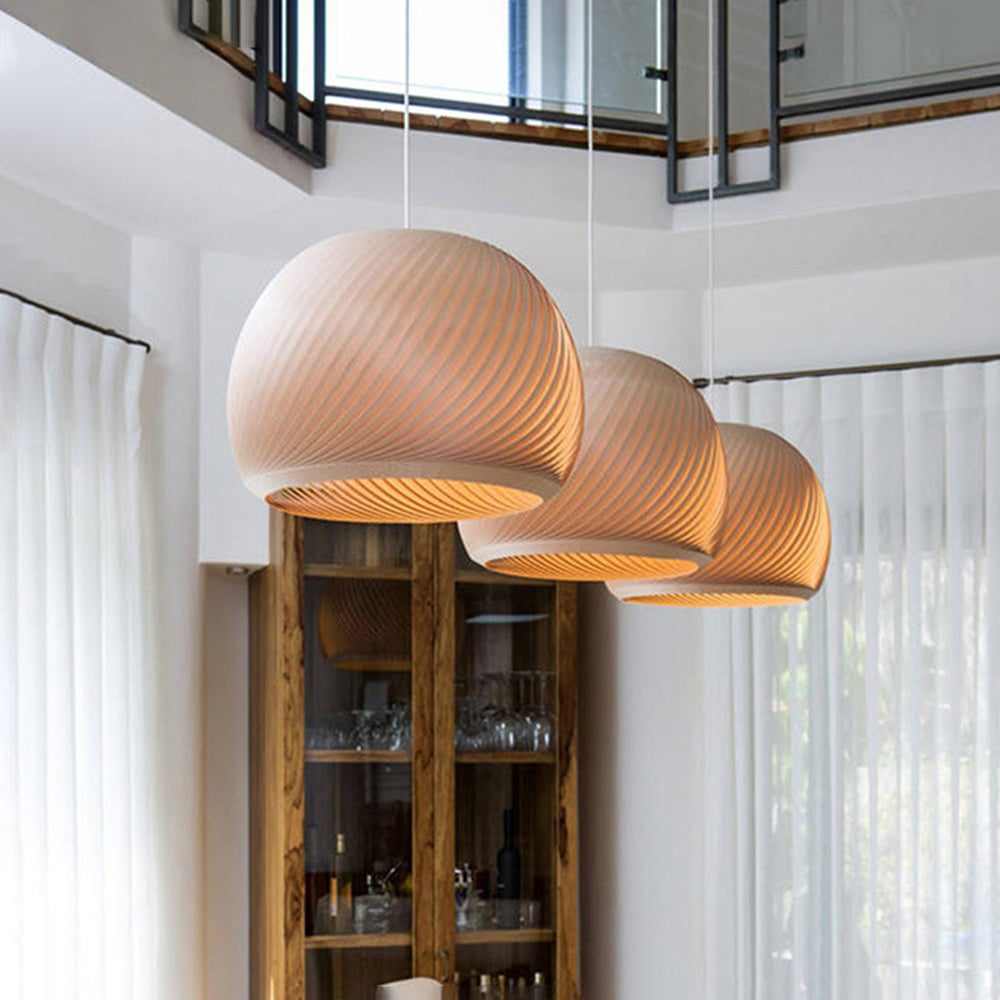 Muto Farmhouse Semi Metal Pendant Light, Brown/Wood