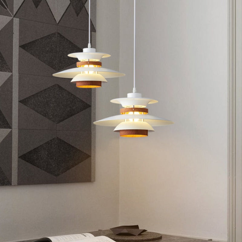 Valentina Modern Pendant Light Black/White/Wood Metal Dining Room