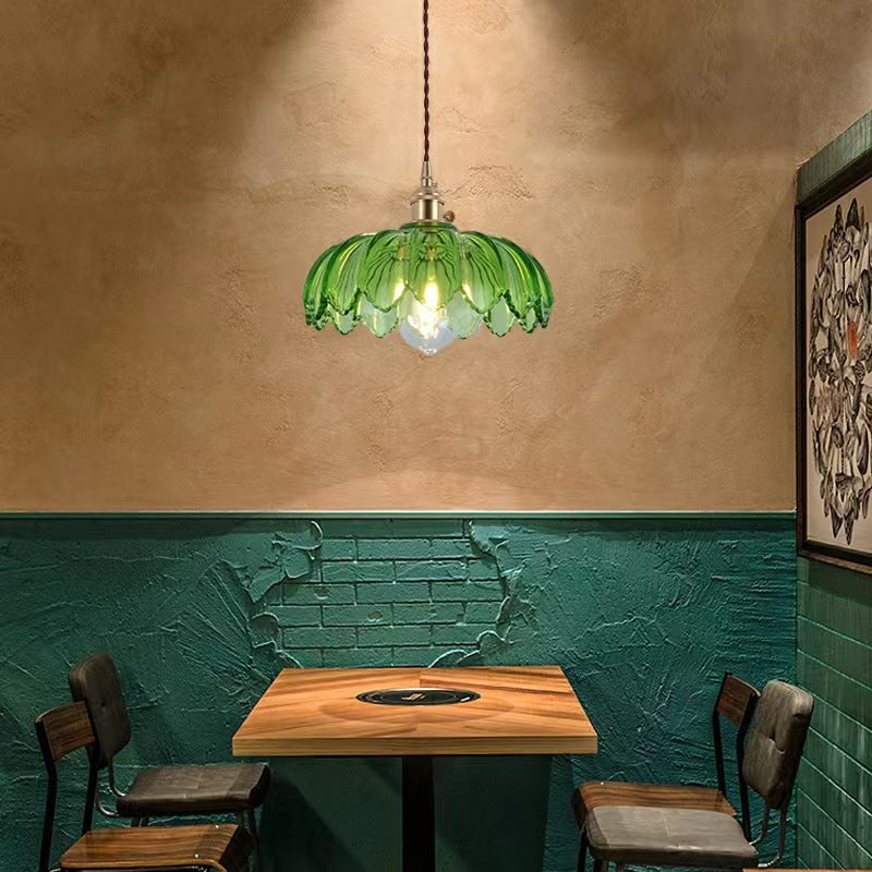 Valentina Retro LED Pendant Light Colourful Glass/Metal Flower Dining Room