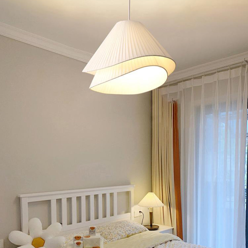 Ritta Minimalist Double Overlap Fabric LED Pendant Light, White