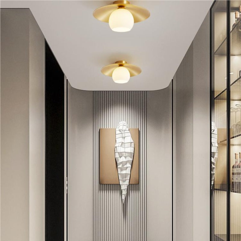 Arisha Nordic Retro LED Flush Mount Ceiling Light Metal Glass Corridor