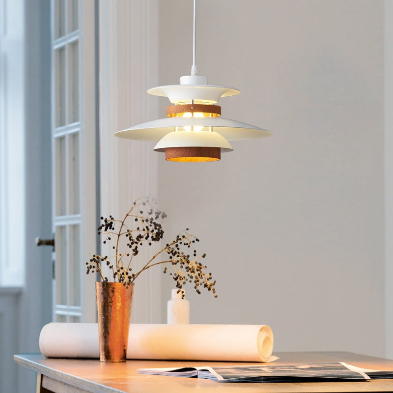 Valentina Modern Pendant Light Black/White/Wood Metal Dining Room