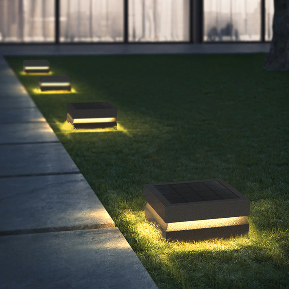Ray Modern Concave Metal Black Outdoor Lamps, Solar