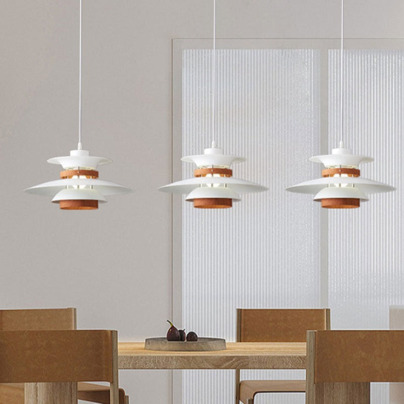 Valentina Modern Pendant Light Black/White/Wood Metal Dining Room