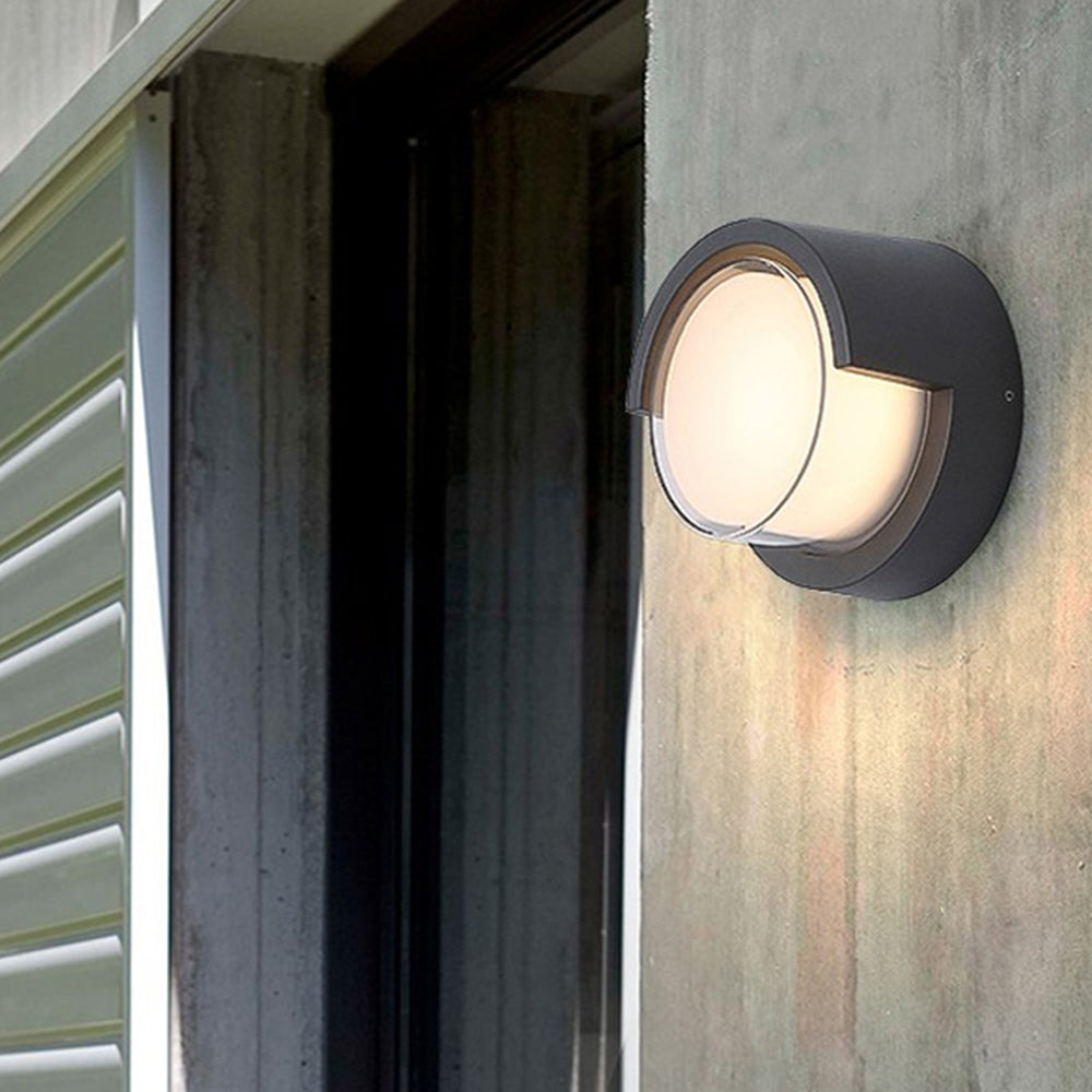 Ray Modern Round/Rectangular Metal/Acrylic Outdoor Wall Lamp, Black