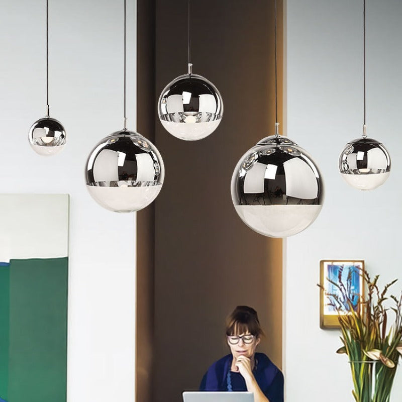 Valentina Industrial Round Metal Glass Pendant Light Living Room