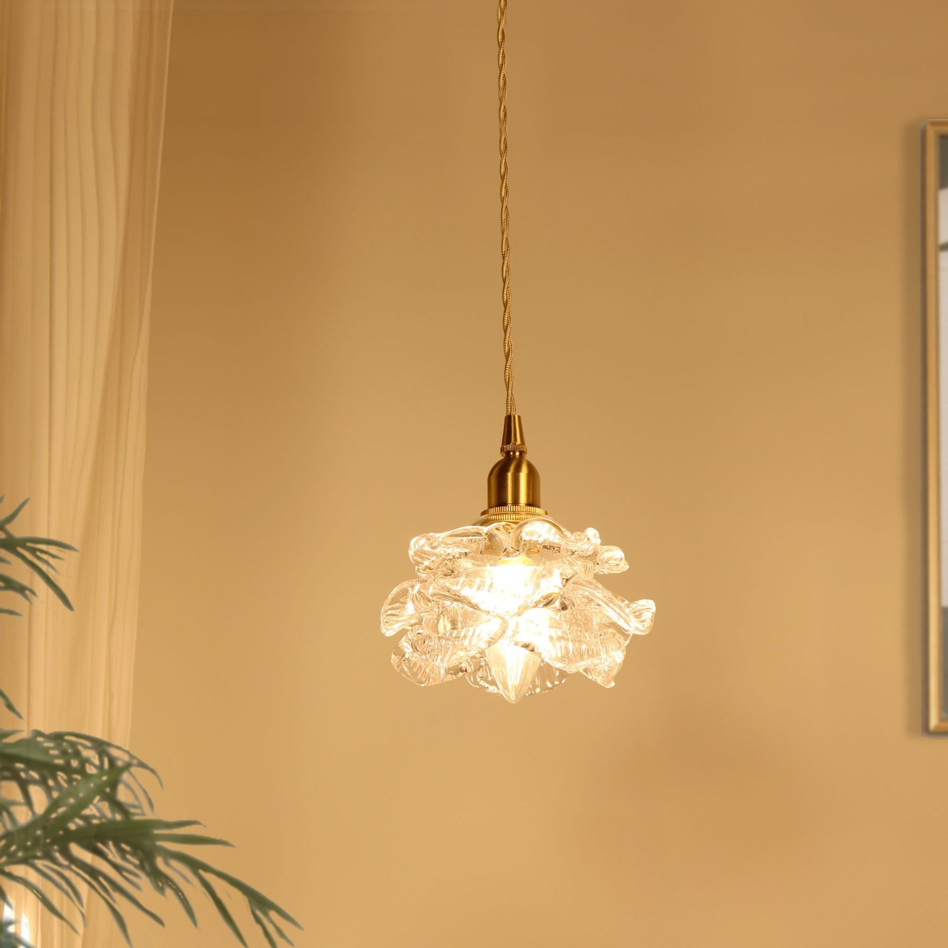 Valentina Romantic Retro Rose Pendant Light Clear Glass Bedroom