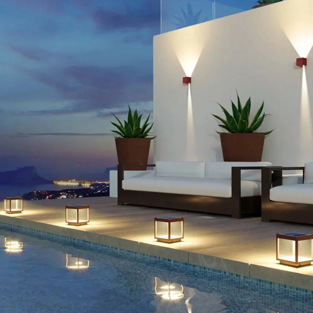 Ray Square Frame Black Contemporary Solar/Hardwire Outdoor Post Light