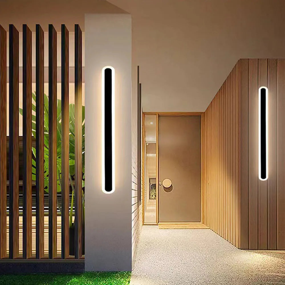 Ray Minimalist Metal Linear Oval Outdoor Wall Lamp