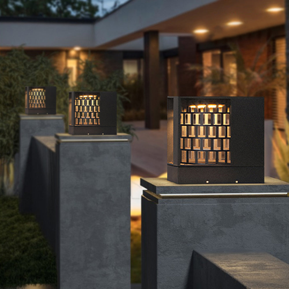 Ray Modern Pattern Metal Acrylic Outdoor Table Lamps, Black
