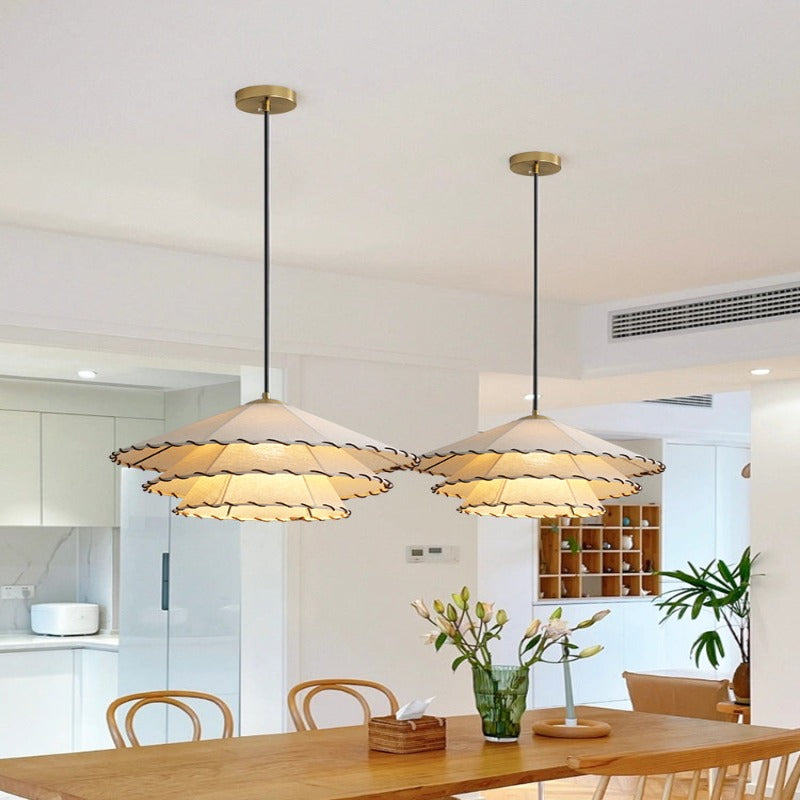 Ritta Boho Decorative LED Pendant Light Yellow Fabric Bedroom Restaurant