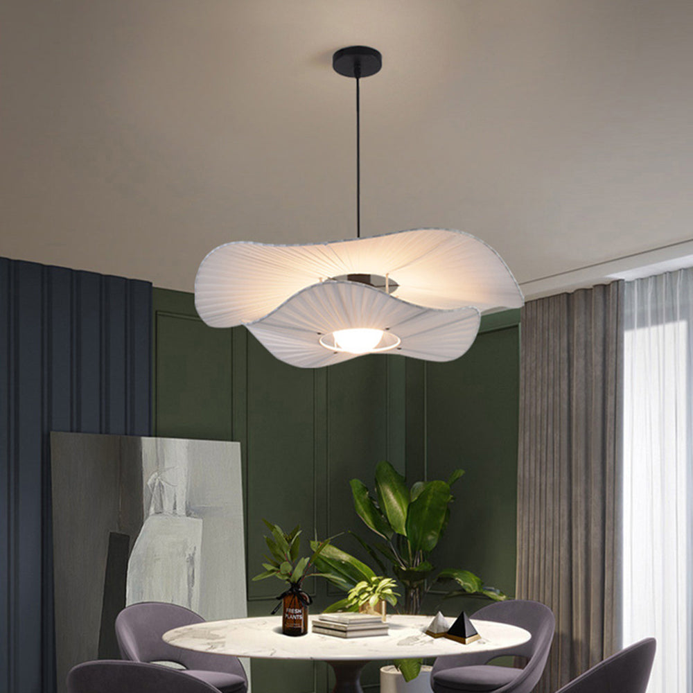 Ritta Modern Nordic Cloth/Metal Shell Pendant Light, White