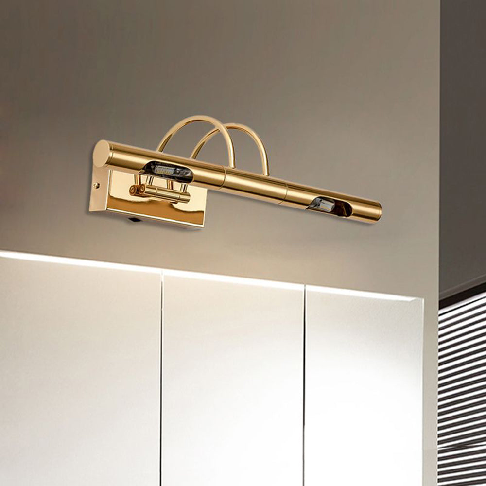 Aria Retro Cylindrical Metal Wall Lamp, Gold, Bathroom