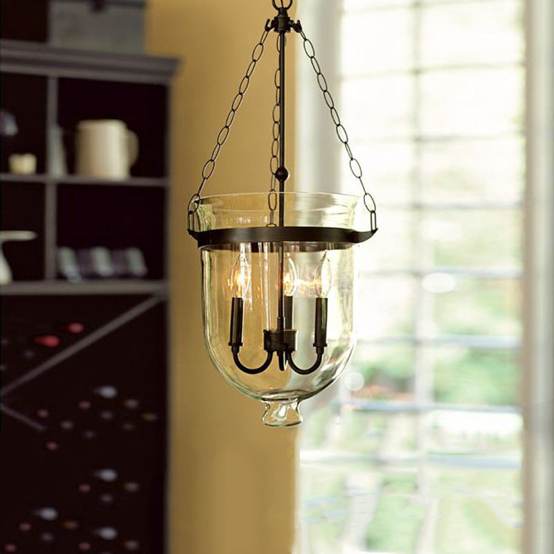 Silva Pendant Light Glass Black Industrial LED Living Room