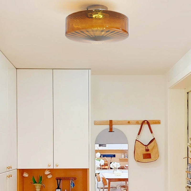 Aria Modern Round Flush Mount Ceiling Light Glass Kitchen