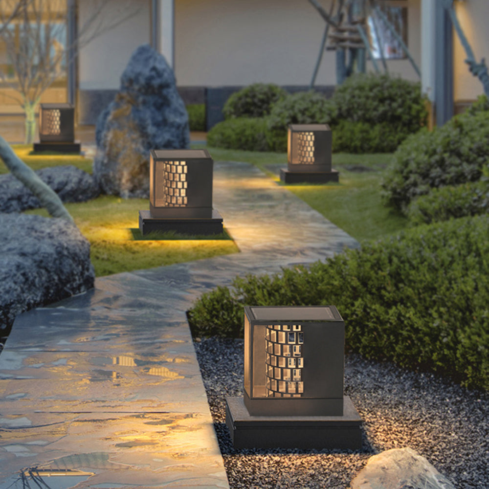 Ray Modern Pattern Metal Acrylic Outdoor Table Lamps, Black