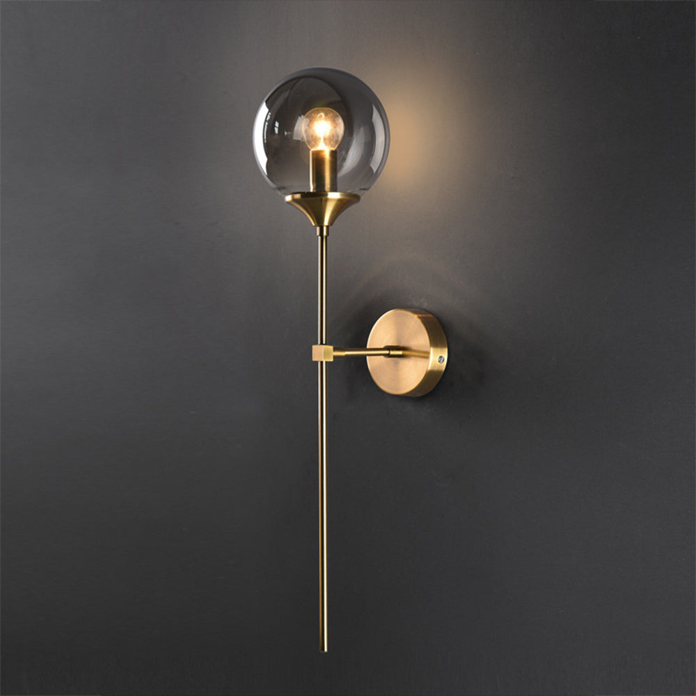 Valentina Modern Globe Metal/Glass Wall Lamp, Gray/Amber/Clear/White