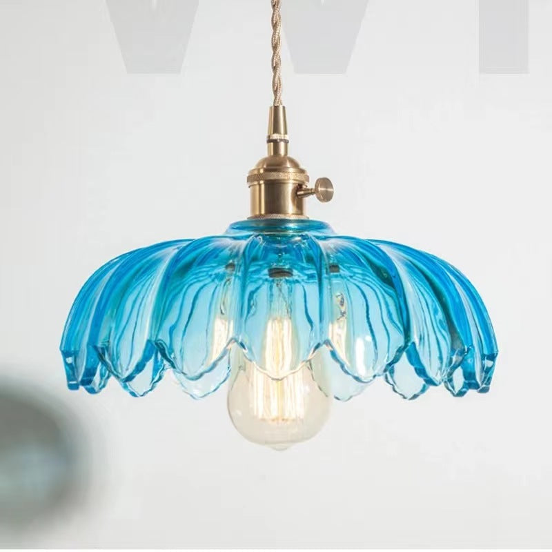 Valentina Retro LED Pendant Light Colourful Glass/Metal Flower Dining Room