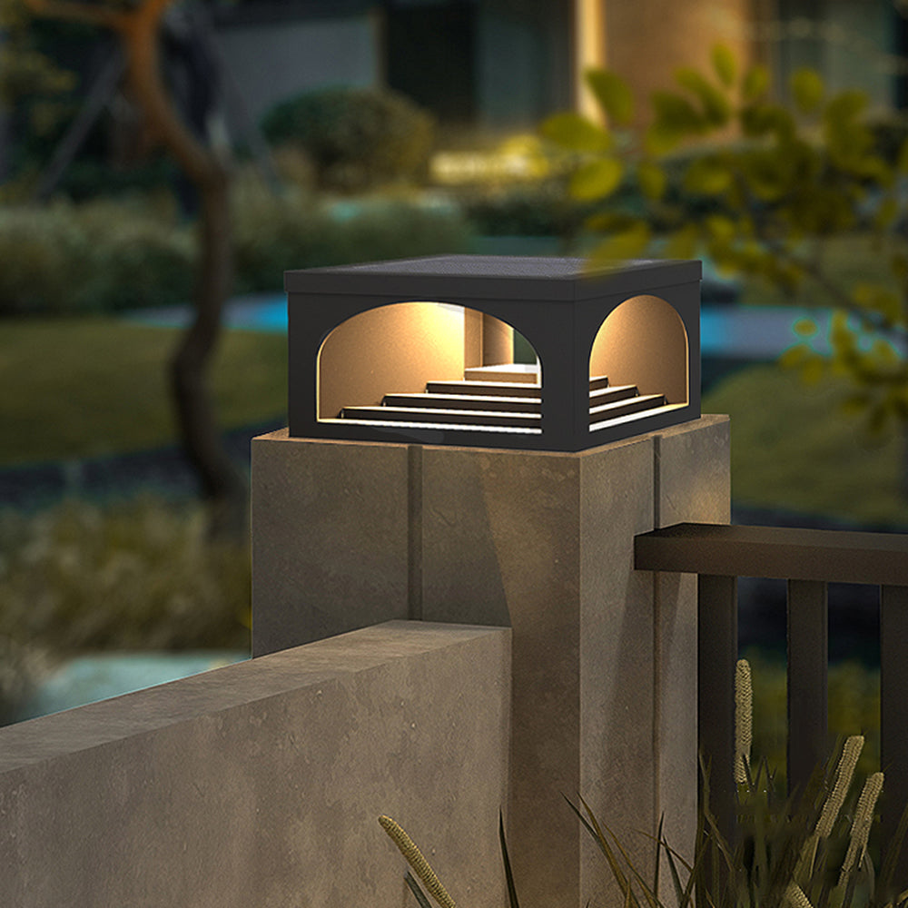 Ray Modern Stair Metal Solar Outdoor Pier-Mount Pillar Light