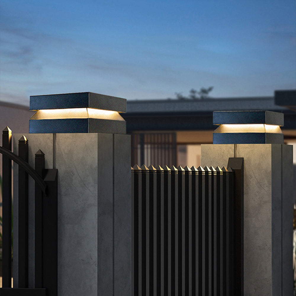 Ray Modern Concave Metal Black Outdoor Lamps, Solar