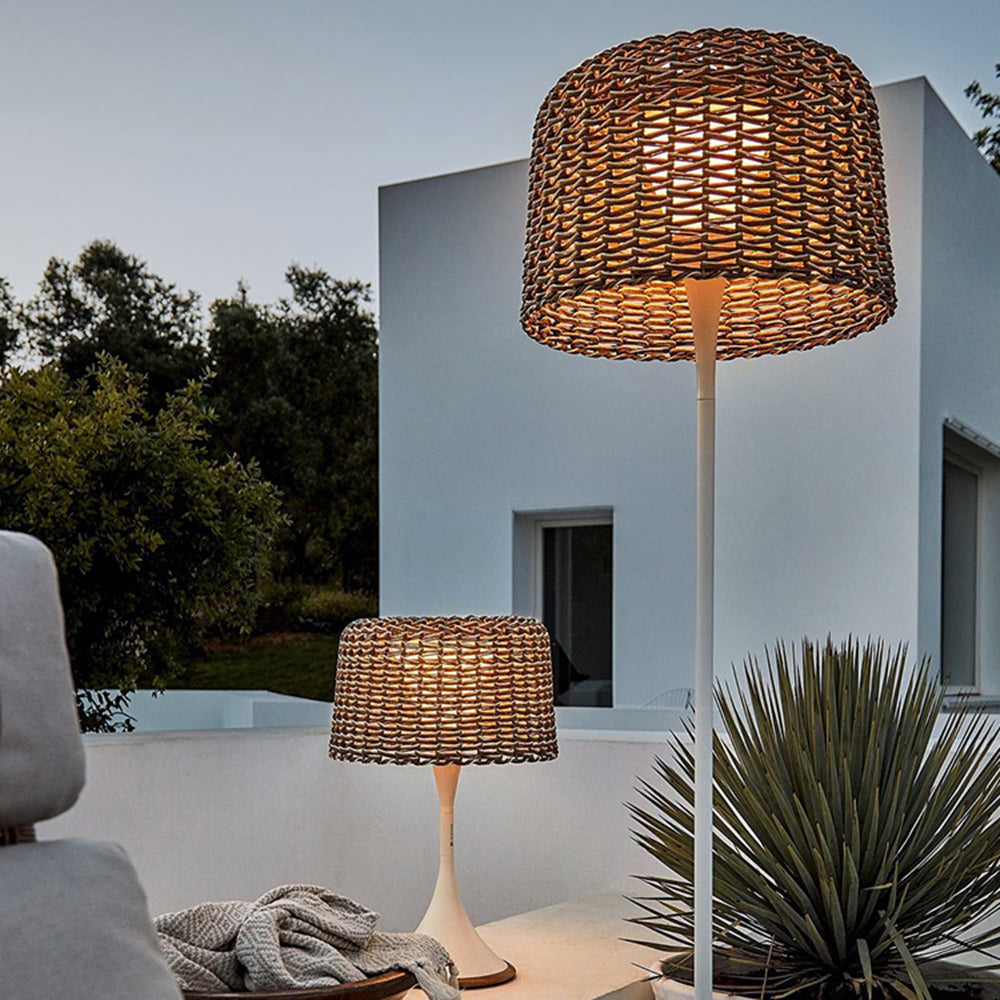 Ritta Waterproof Outdoor Floor Lamp, Rattan,Balcony/Terrace