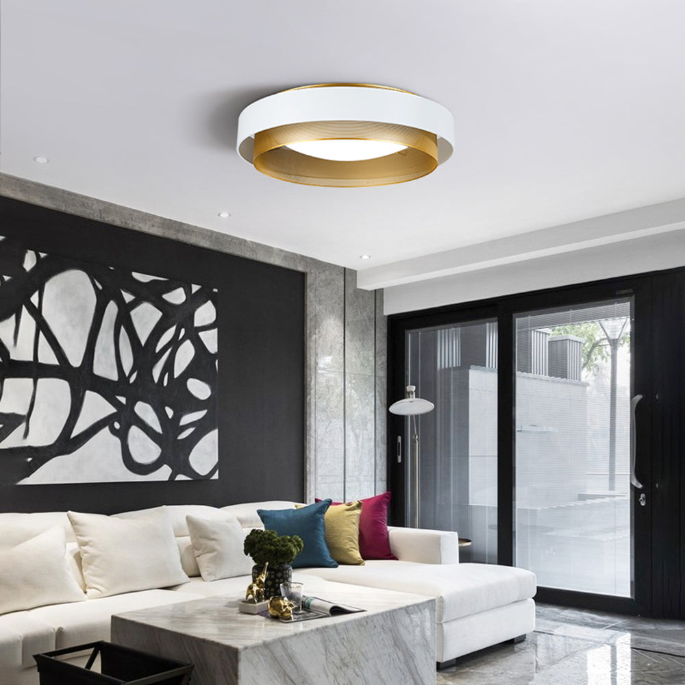 Arisha Modern Ring Metal/Acrylic Flush Mount Ceiling Light, White/Black