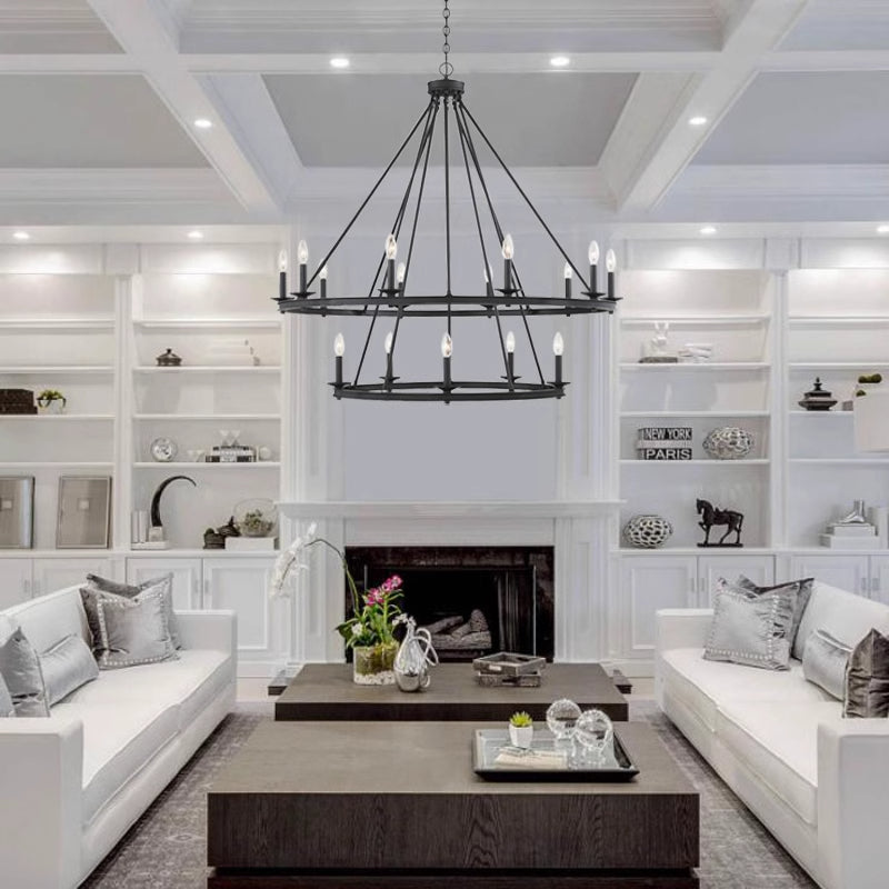 Silva Modern Candles Chandelier Black Metal Living Room/Bedroom