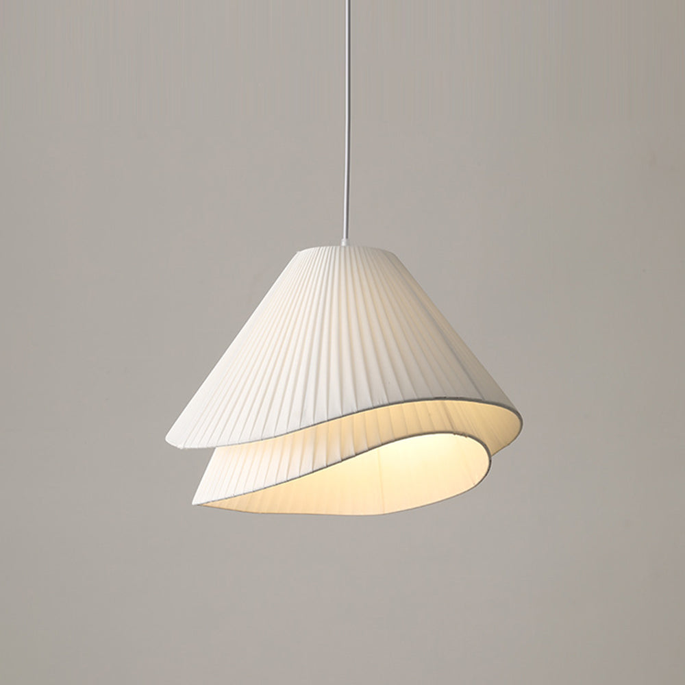 Ritta Minimalist Double Overlap Fabric LED Pendant Light, White