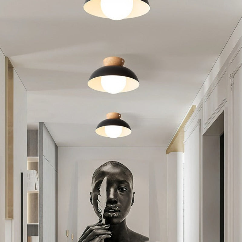 Muto Nordic Pendant Light/Flush Mount Ceiling Light Wood/Metal Black Kitchen Balcony