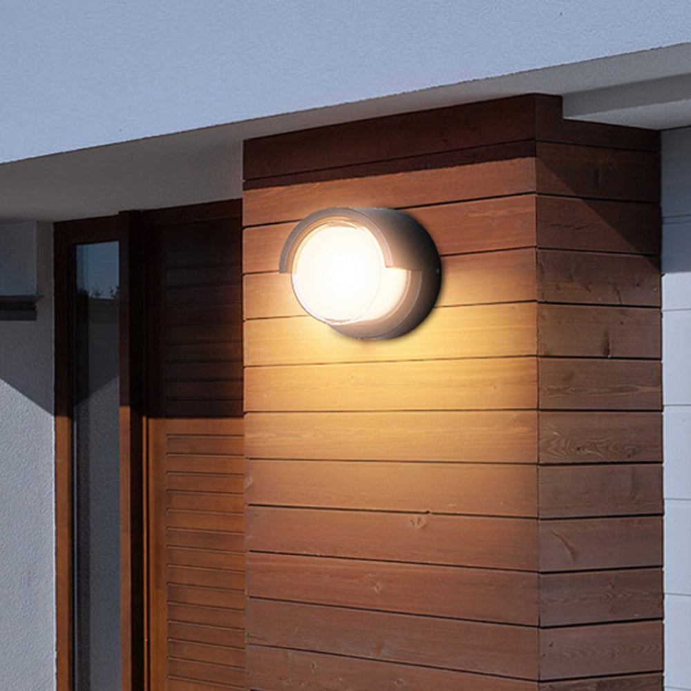 Ray Modern Round/Rectangular Metal/Acrylic Outdoor Wall Lamp, Black