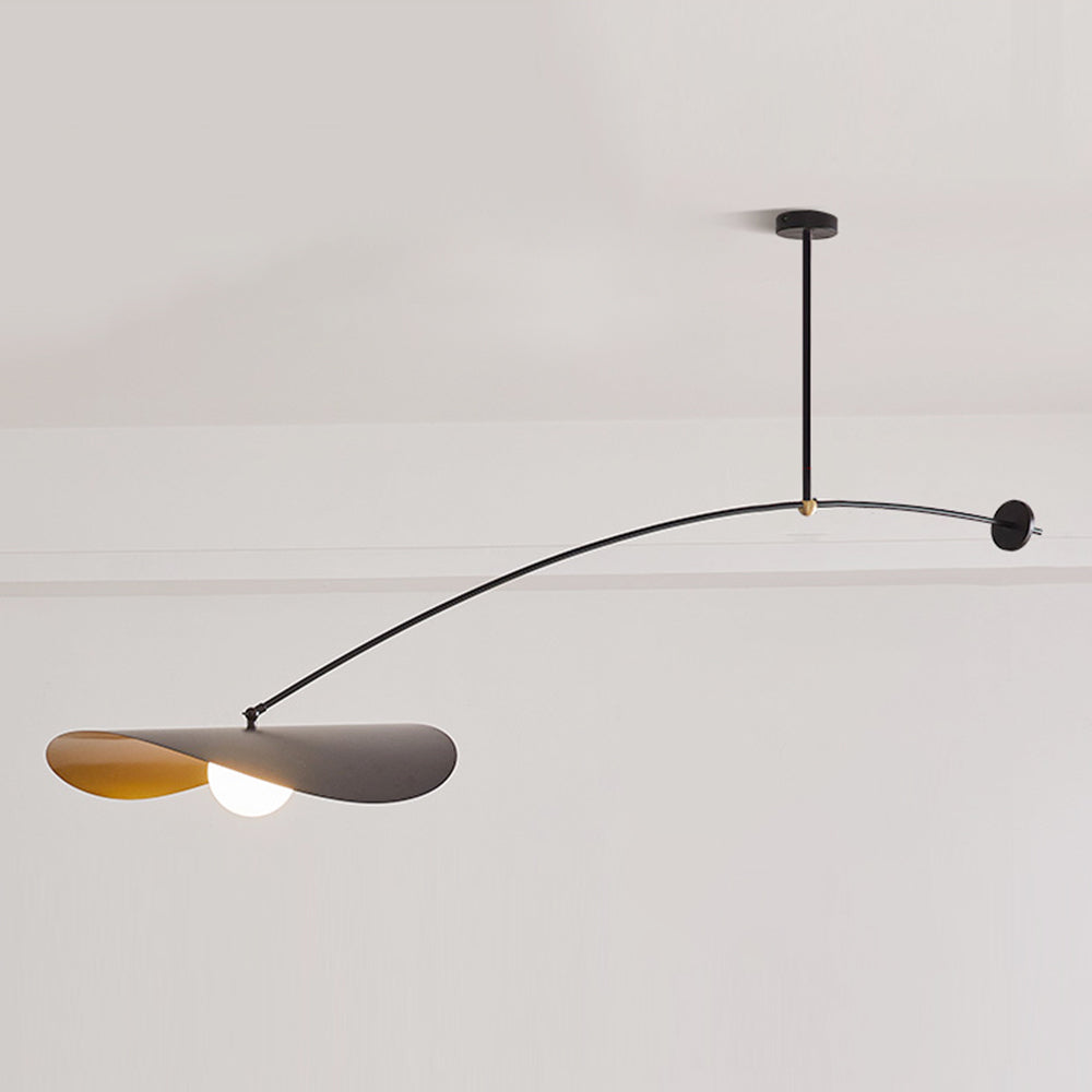 Arisha Minimalist Lotus Leaf Shaped Metal Pendant Light, Black/Gold