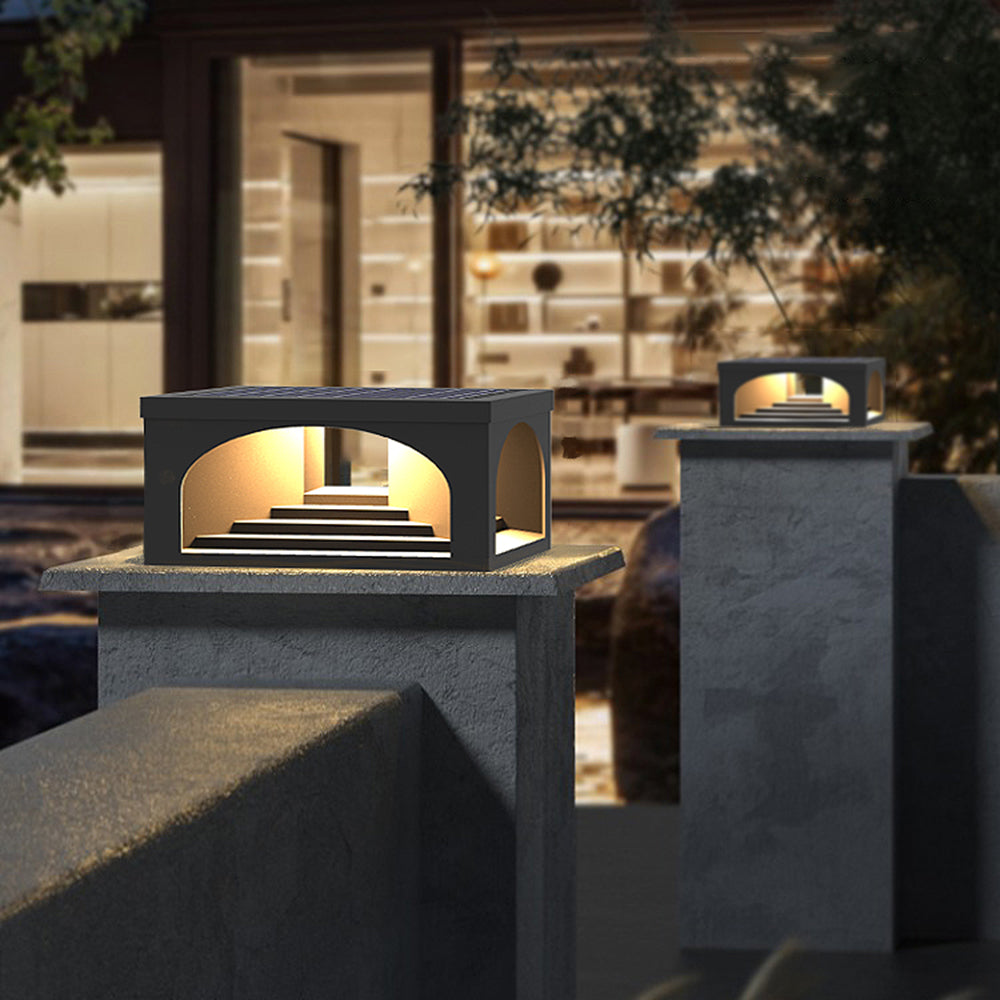 Ray Modern Stair Metal Solar Outdoor Pier-Mount Pillar Light