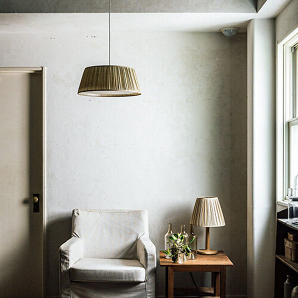 Ritta Pleated Pendant Light Wabi Sabi, Metal/Fabric, Living Room