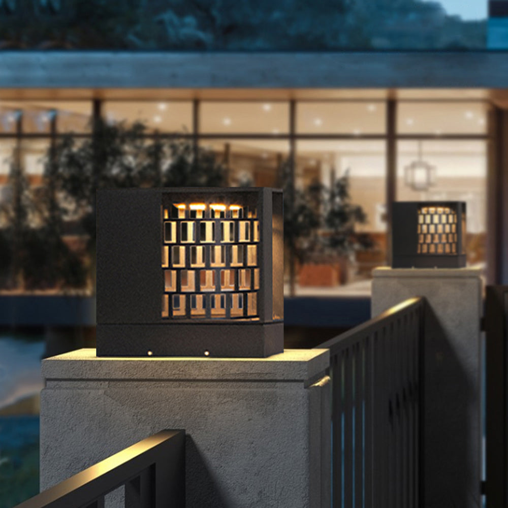 Ray Modern Pattern Metal Acrylic Outdoor Table Lamps, Black