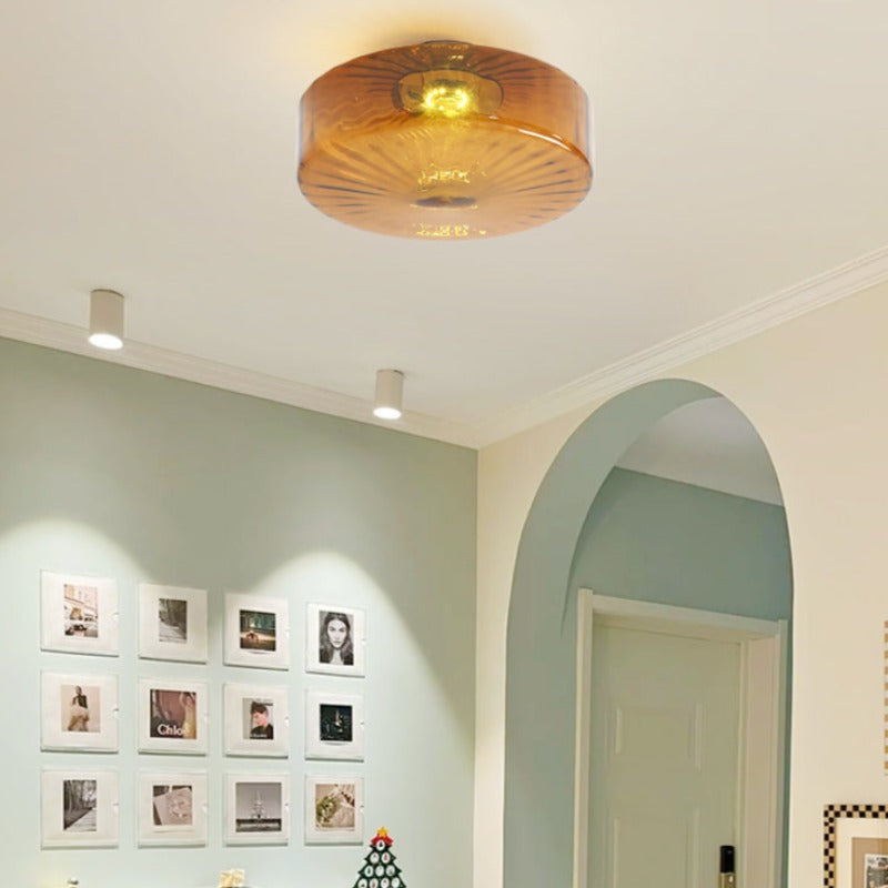 Aria Modern Round Flush Mount Ceiling Light Glass Kitchen