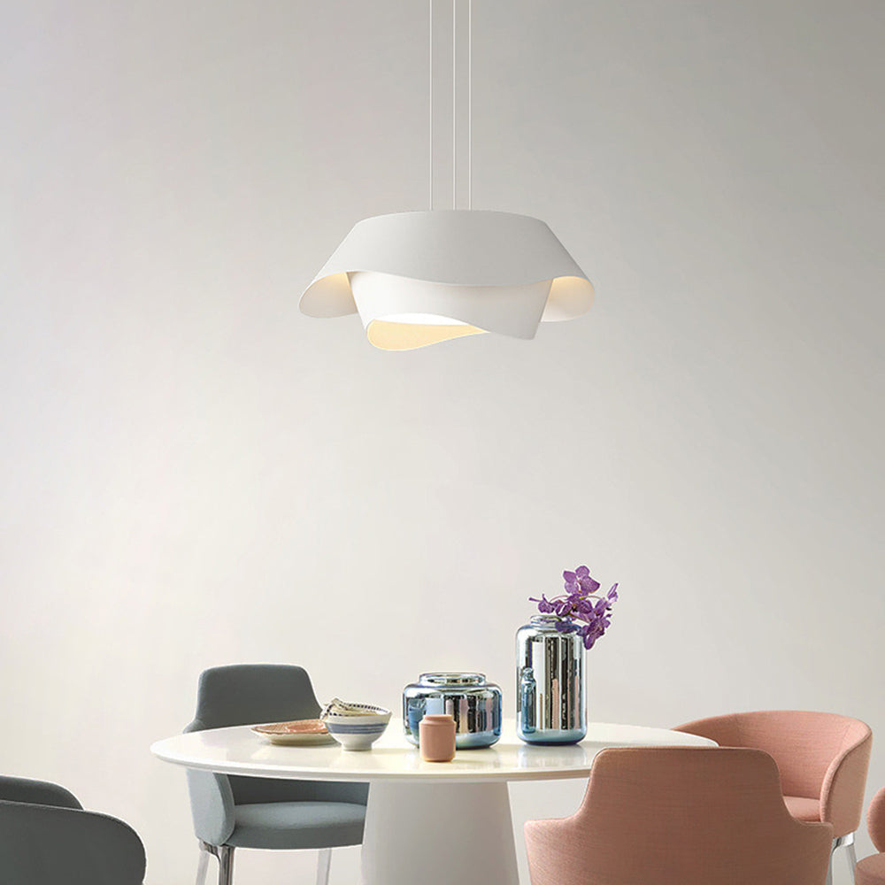 Arisha Art Deco Flower Shape Pendant Light, White