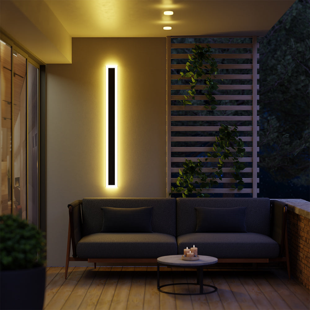 Ray Linear Metal LED Outdoor Wall Lamp, Black/White