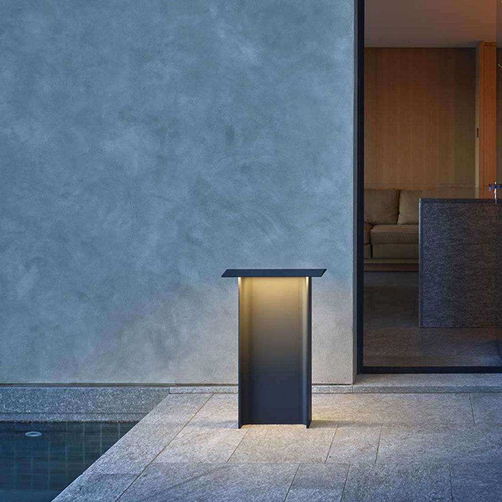 Ray Modern Metal Rectangular Solar Outdoor Path Light, Grey/Black