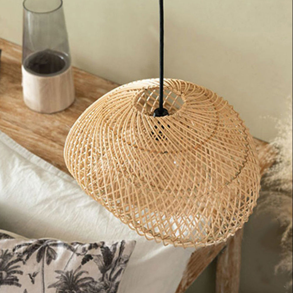 Muto Rustic Boho Rattan Pendant Light, Living Room