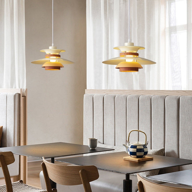 Valentina Modern Pendant Light Black/White/Wood Metal Dining Room